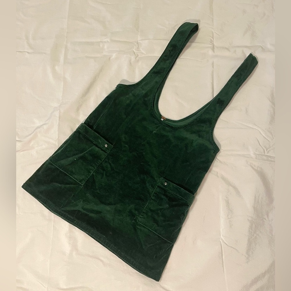 Free People green corduroy overall skirt